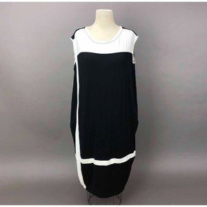 Gershon Bram Medium Lagenlook Sleeveless Midi Dress Pockets Bubble Skirt Black